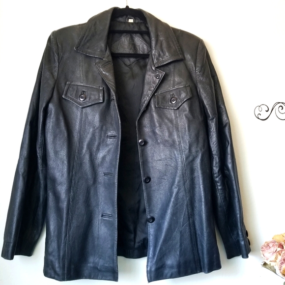 Laura leigh ltd black leather jacket size M - Picture 1 of 8